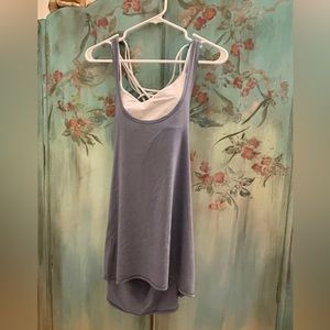 Lululemon tank top with built in sports bra. Size 6. Blue w white speckles.